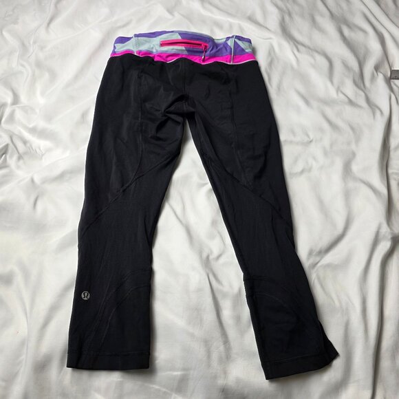Lululemon Multicolor Waistband Black Leggings - Picture 1 of 5